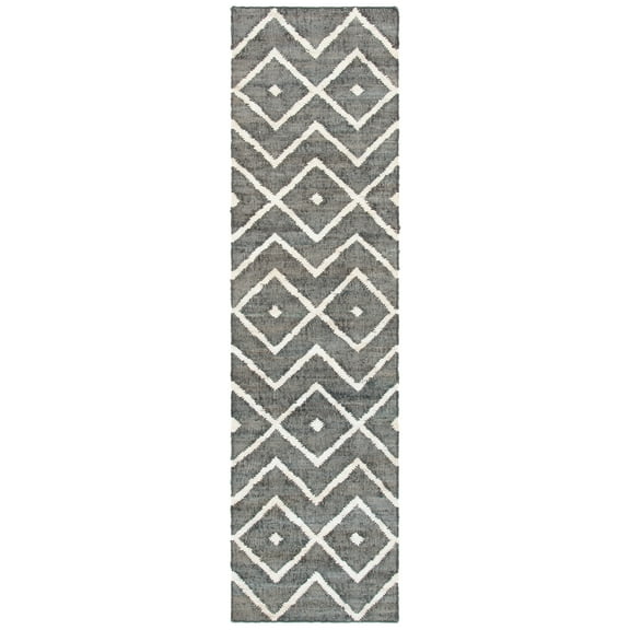 SAFAVIEH Kilim Wesley Geometric Runner Rug, Charcoal/Natural, 2'3" x 9'