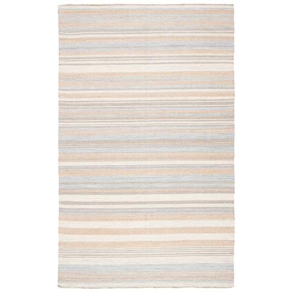 SAFAVIEH Kilim Wilford Striped Area Rug, Natural/Light Blue, 4' x 6'