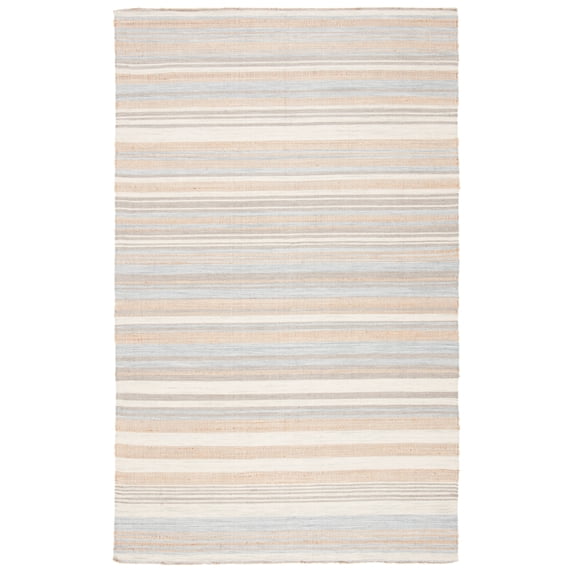 SAFAVIEH Kilim Wilford Striped Area Rug, Natural/Light Blue, 4' x 6'