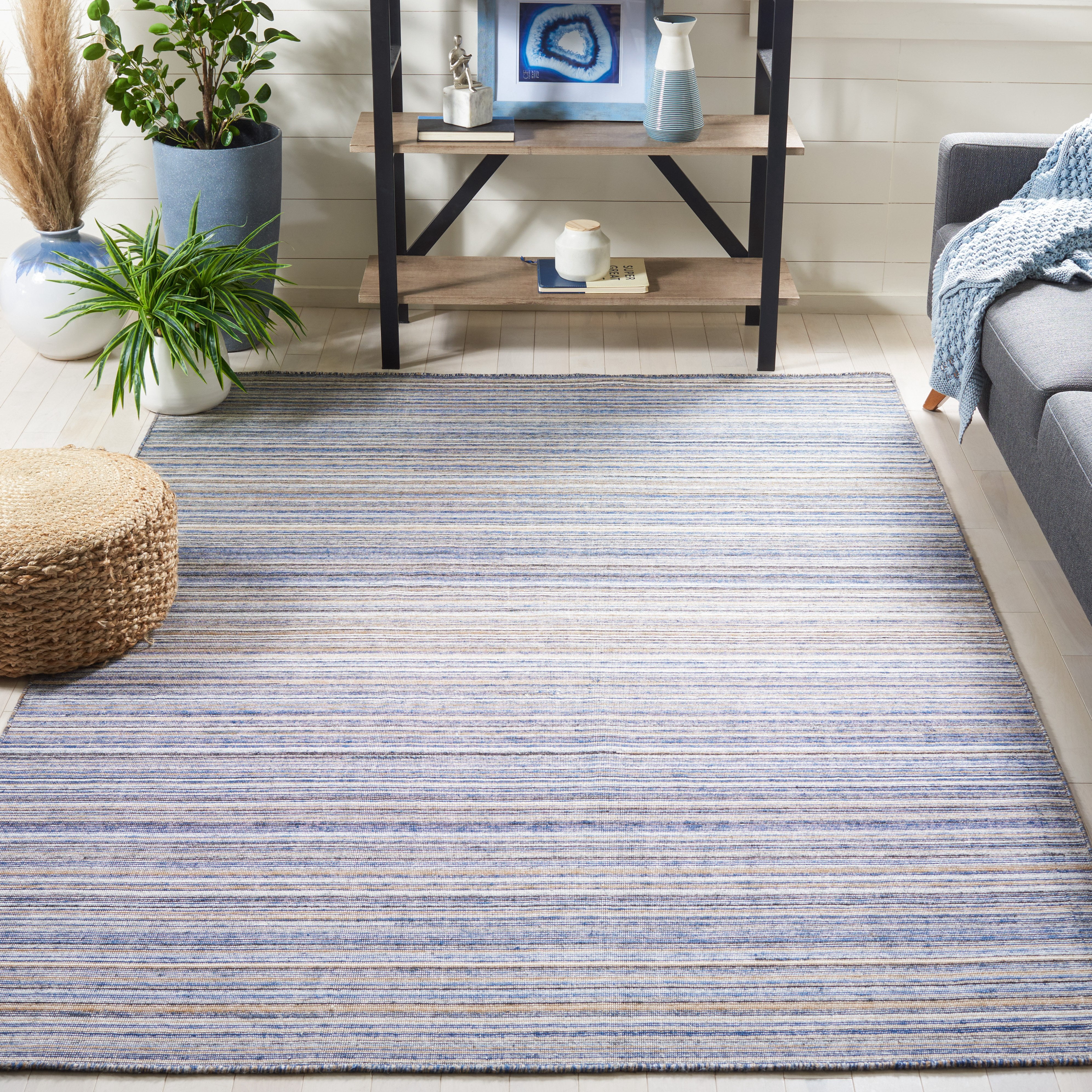 Safavieh Kilim Xaviera Striped Polyester Area Rug, Blue/Yellow, 8' x 10'