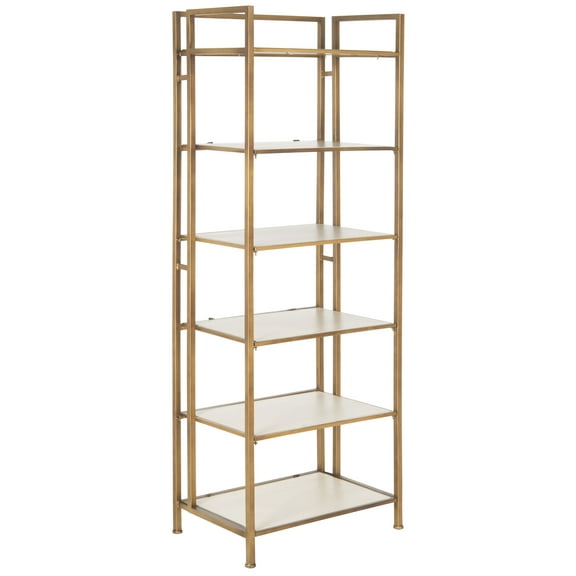 SAFAVIEH Kimmy Modern 6 Tier Modern Glam Etegere, Gold/White (23.8 in. W x 16 in. D x 72 in. H)