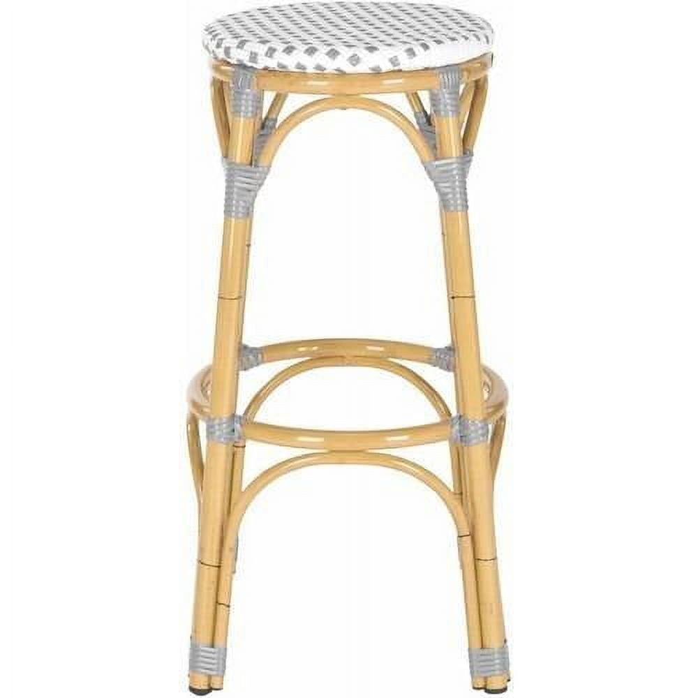 SAFAVIEH Kipnuk Outdoor Patio Rattan Bar Stool, Grey/White