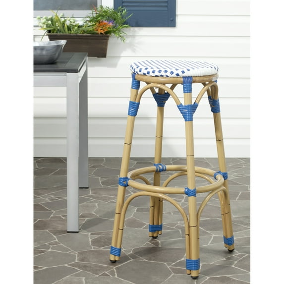 SAFAVIEH Kipnuk Stool Blue/White (Indoor/Outdoor) Blue / White
