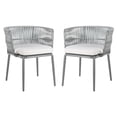 thumbnail image 1 of SAFAVIEH Kiyan Outdoor Patio Rope Chair, Grey/Cushion, Set of 2, 1 of 12