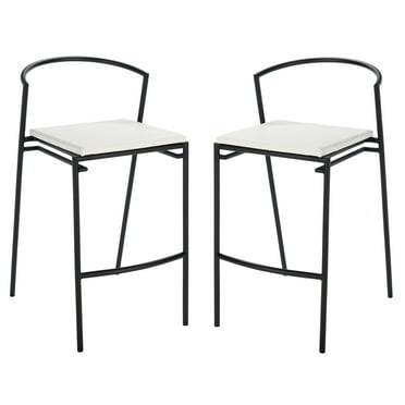 SAFAVIEH Knightley Counter Stool, White/Black, Set of 2 (18.5 in. W x 23.5 in. D x 34 in. H)