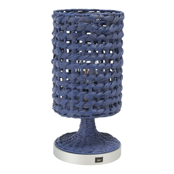 SAFAVIEH Knowles 23 in. Modern Artistic with USB Port Table Lamp, Blue