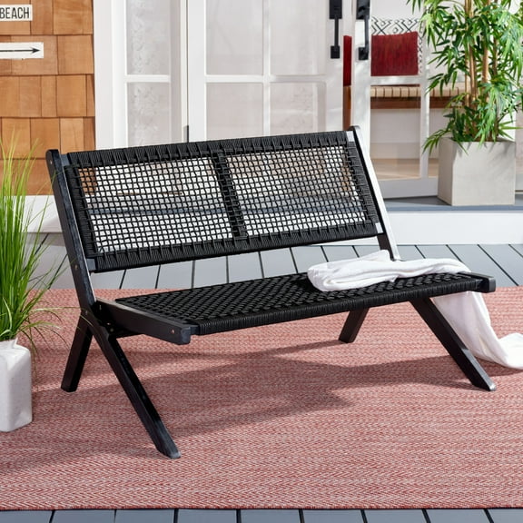 SAFAVIEH Kobina Outdoor Patio, Bench, Black