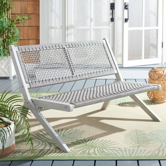SAFAVIEH Kobina Outdoor Patio, Bench, Grey