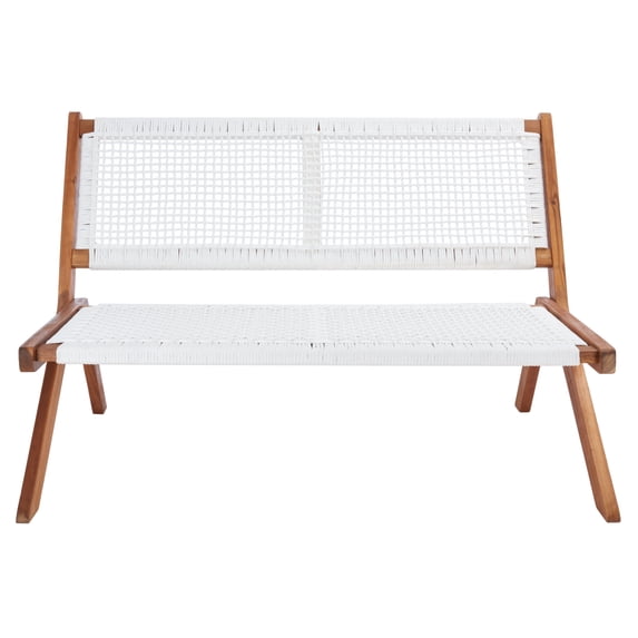 SAFAVIEH Kobina Outdoor Patio, Bench, Natural/White