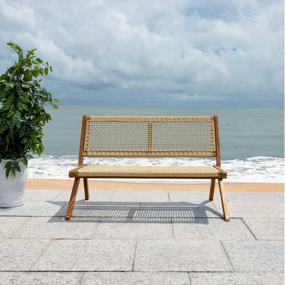 SAFAVIEH Kobina Outdoor Patio Bench, Natural