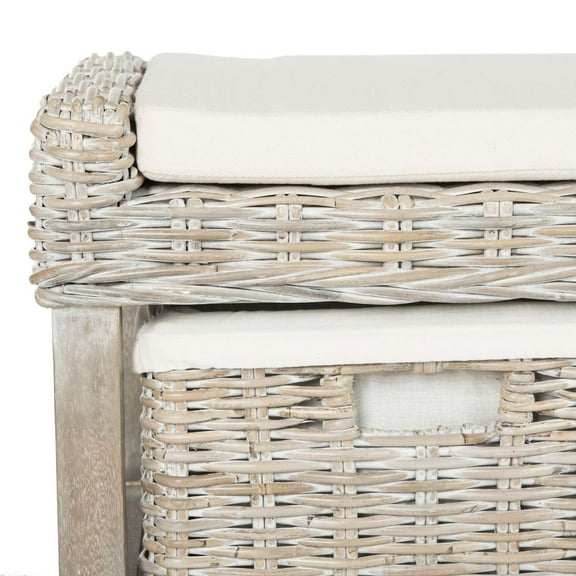 SAFAVIEH Kobutsu Coastal Mango Wood Storage Bench, White