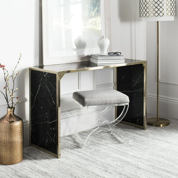 SAFAVIEH Kylie Modern Glam Console Table, Black/Brass