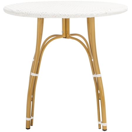 SAFAVIEH Kylie Outdoor Patio Rattan Bistro Table, White