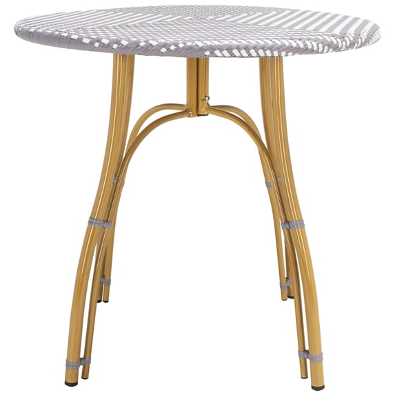 SAFAVIEH Kylie Outdoor Patio Rattan Table, Grey/White