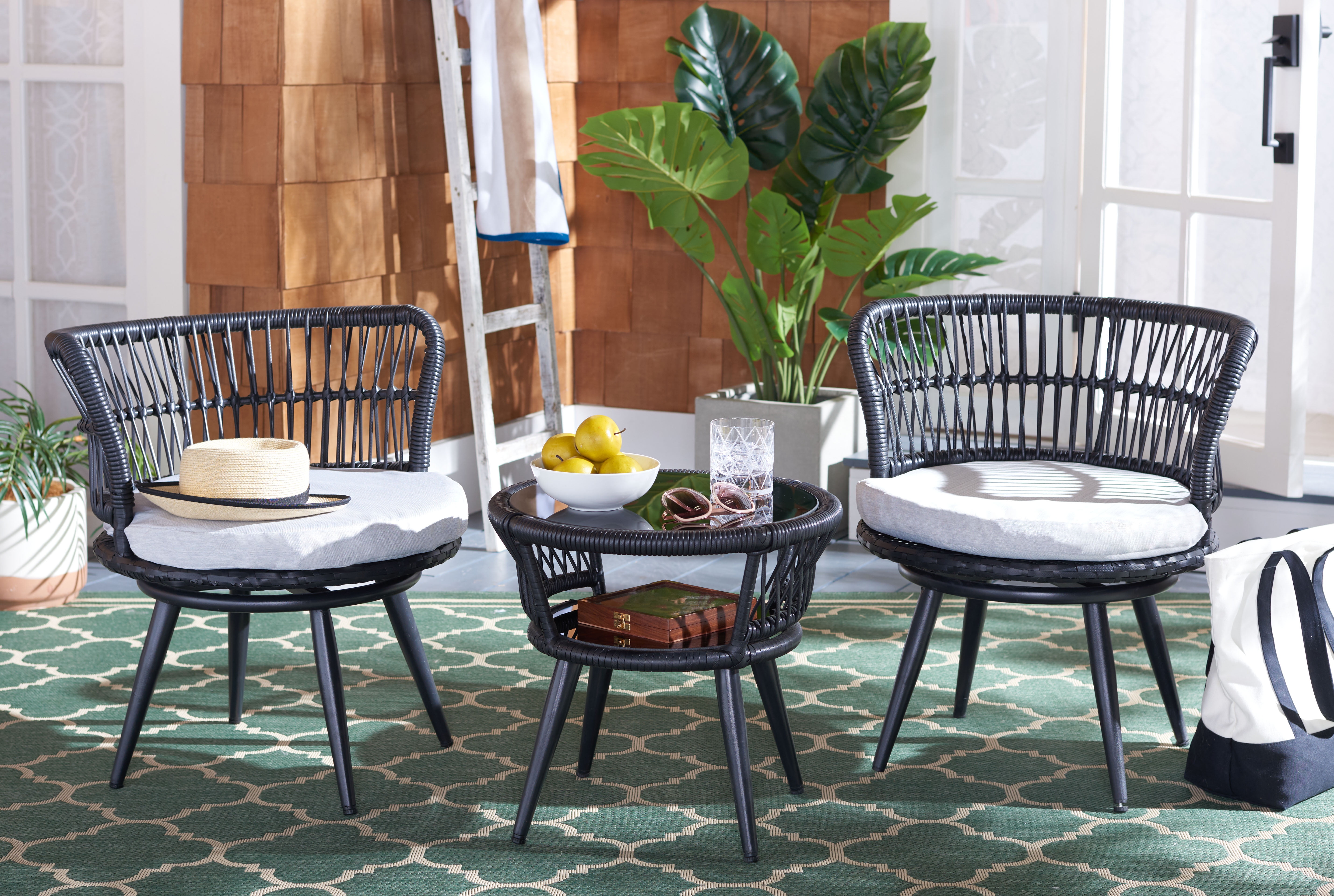 Breezy Charm Black & Grey 3-Piece Outdoor Lounge Set