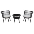 thumbnail image 1 of SAFAVIEH Kyomi Outdoor Patio 3 Piece Lounge Set, Black/Grey, 1 of 10