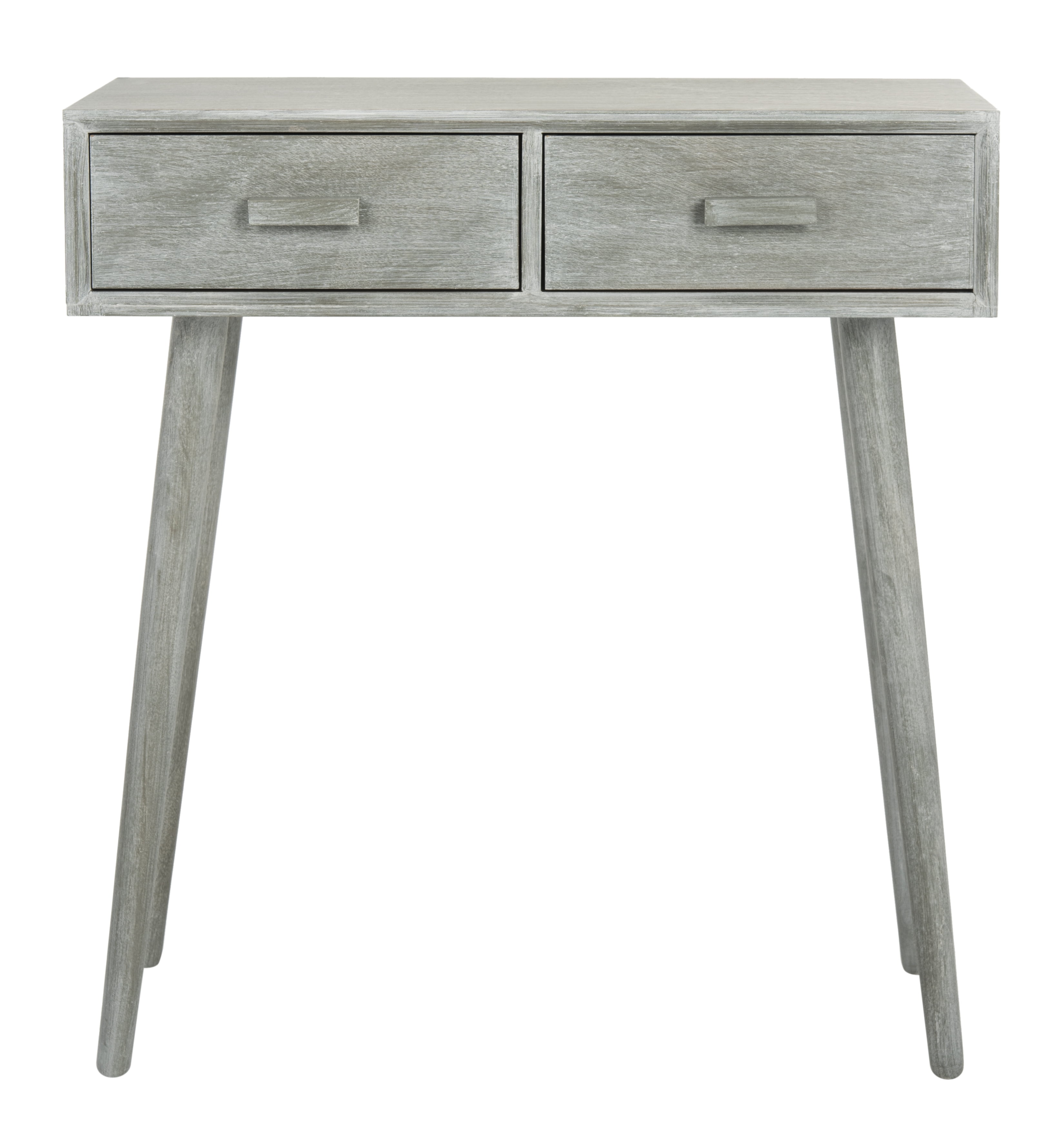 Gray Washed Wood Console Table with Dual Drawers