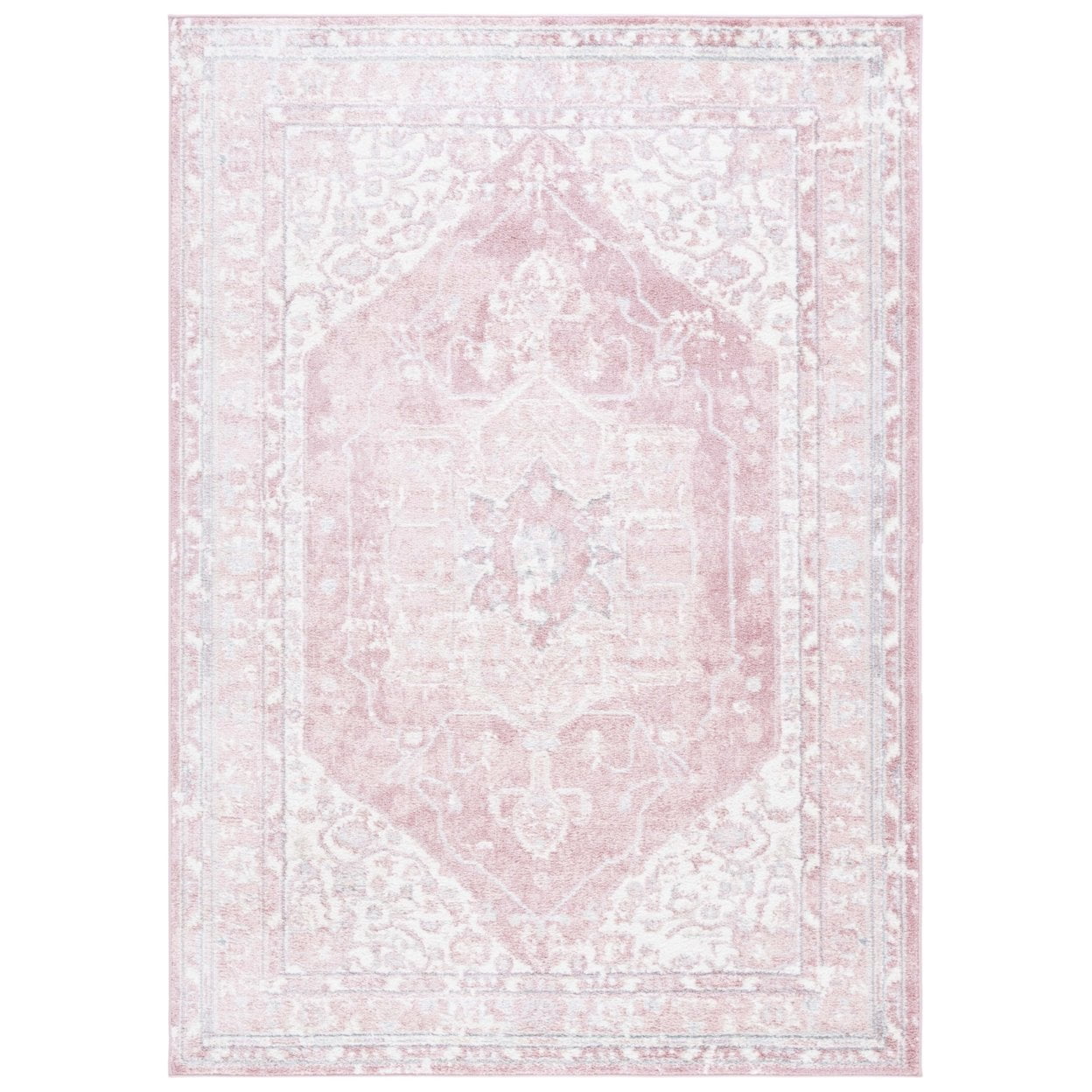 Layla Ivory and Grey Soft Square Synthetic Rug - 6'-7" x 6'-7"