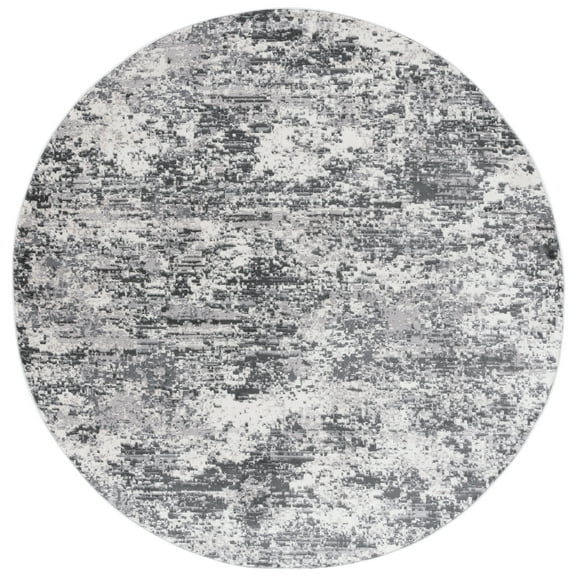 SAFAVIEH Lagoon Ainsley Abstract Area Rug, Ivory/Grey, 6'7" x 6'7" Round