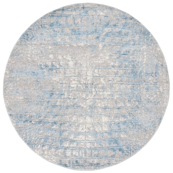 SAFAVIEH Lagoon Braxton Abstract Area Rug, Blue/Grey, 6'7" x 6'7" Round