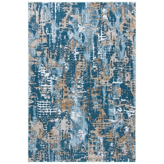 SAFAVIEH Lagoon Catrine Distressed Area Rug, Blue/Gold, 4'5" x 6'5"