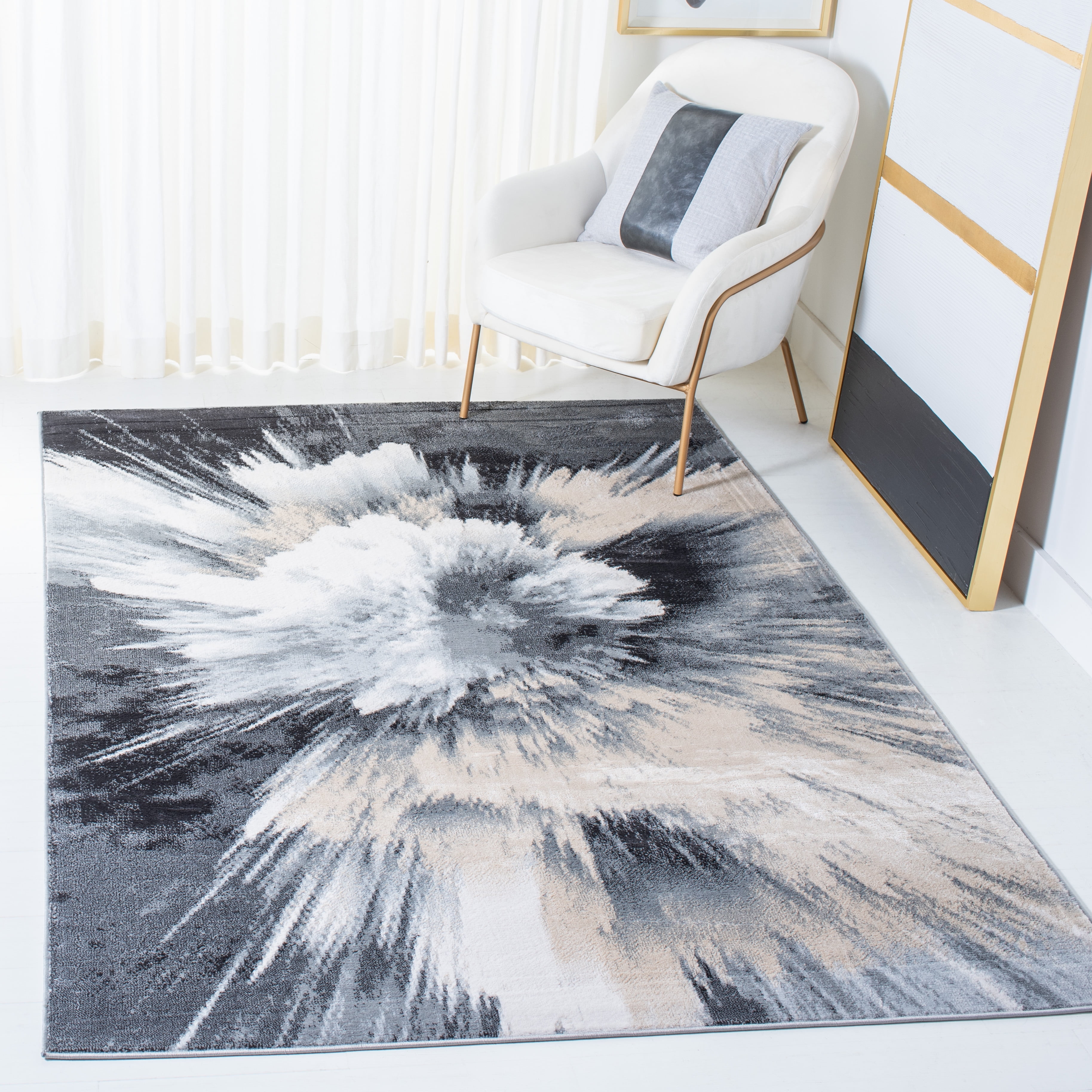 SAFAVIEH Lagoon Collection LGN202H Charcoal / Ivory Rug