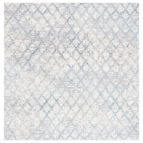 SAFAVIEH Lagoon Layton Diamond Area Rug, Blue/Ivory, 6'7" x 6'7" Square