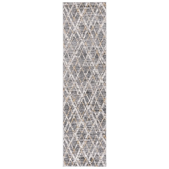 SAFAVIEH Lagoon Liz Diamond Runner Rug, Grey/Gold, 2'2" x 8'