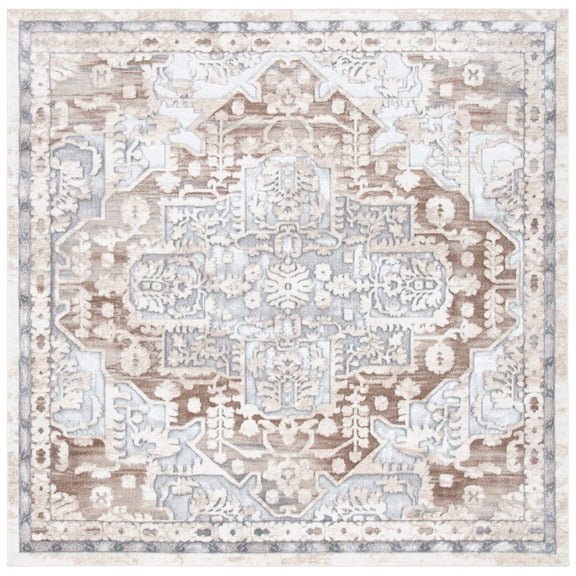 SAFAVIEH Lagoon Macedonia Medallion Area Rug, Beige/Gray, 6'7" x 6'7" Square