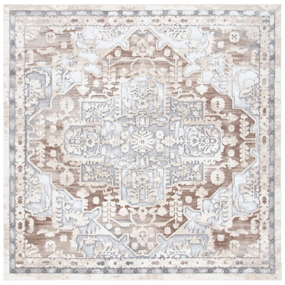 SAFAVIEH Lagoon Macedonia Medallion Area Rug, Beige/Gray, 6'7" x 6'7" Square