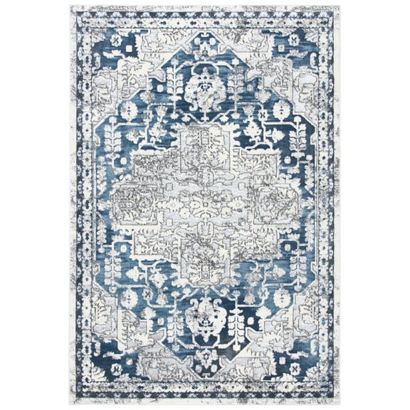 SAFAVIEH Lagoon Macedonia Medallion Area Rug, Navy/Gray, 4'5" x 6'5"