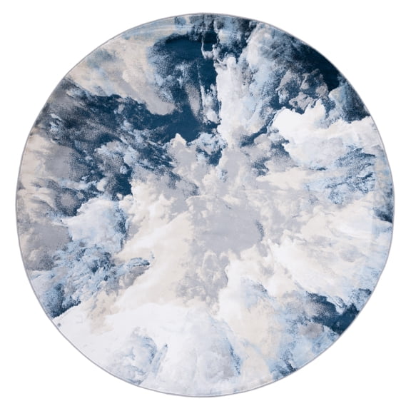 SAFAVIEH Lagoon Marina Abstract Area Rug, Blue/Beige, 6'7" x 6'7" Round