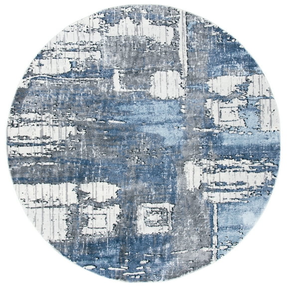 SAFAVIEH Lagoon Mortimer Distressed Area Rug, Gray/Blue, 6'7" x 6'7" Round