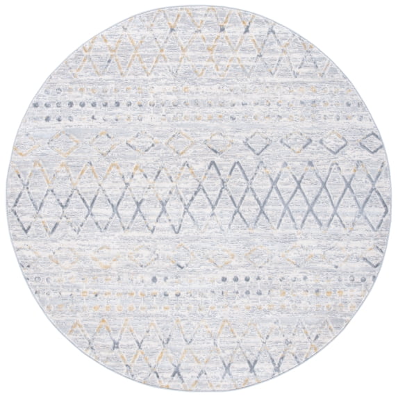 SAFAVIEH Lagoon Rosalind Diamond Area Rug, Grey/Gold, 6'7" x 6'7" Round