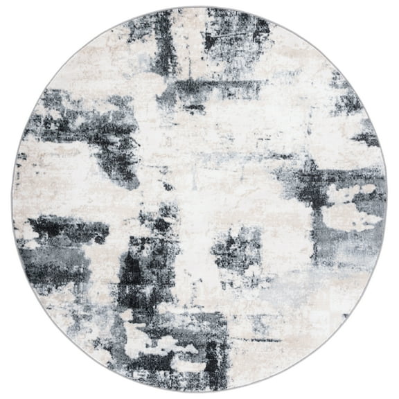 SAFAVIEH Lagoon Sophie Abstract Area Rug, Ivory/Charcoal, 6'7" x 6'7" Round