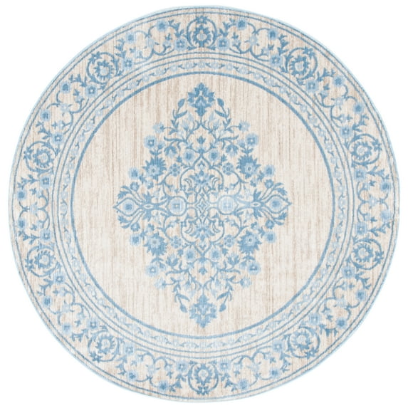 SAFAVIEH Lagoon Toireasa Medallion Area Rug, Beige/Blue, 6'7" x 6'7" Round