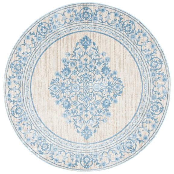 SAFAVIEH Lagoon Toireasa Medallion Area Rug, Beige/Blue, 6'7" x 6'7" Round