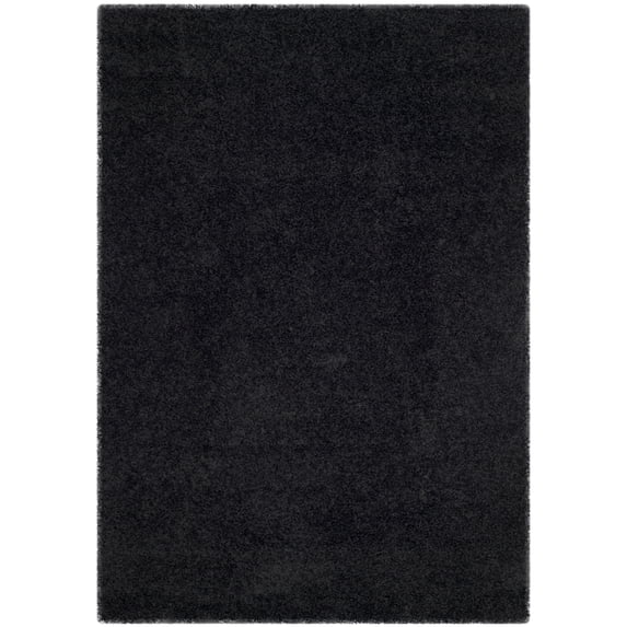 SAFAVIEH Laguna Neven Plush Solid Shag Area Rug, Black, 3' x 3' Round