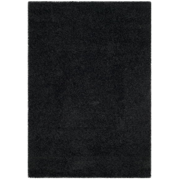 SAFAVIEH Laguna Neven Plush Solid Shag Area Rug, Black, 3' x 3' Round