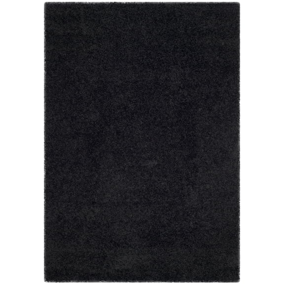 SAFAVIEH Laguna Neven Plush Solid Shag Area Rug, Black, 5'3" x 7'6"