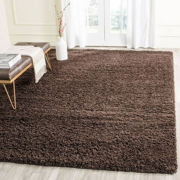 SAFAVIEH Laguna Neven Plush Solid Shag Area Rug, Brown, 4' x 6'