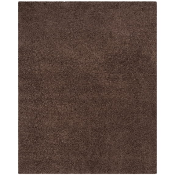 SAFAVIEH Laguna Neven Plush Solid Shag Area Rug, Brown, 6'7" x 6'7" Round