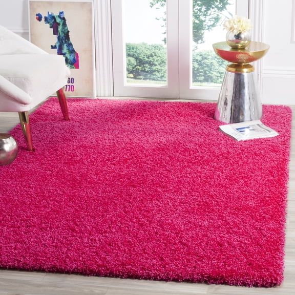 SAFAVIEH Laguna Neven Plush Solid Shag Area Rug, Fuchsia, 5'3" x 7'6"