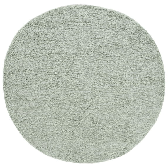 SAFAVIEH Laguna Neven Plush Solid Shag Area Rug, Light Sage, 8' x 8' Round