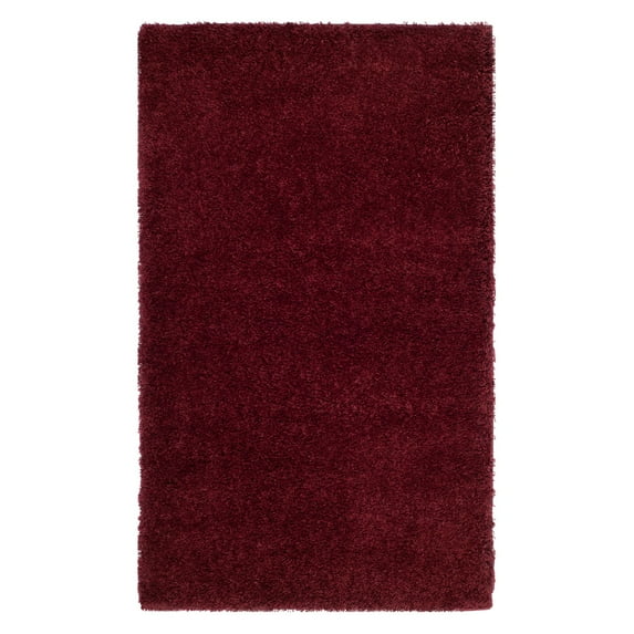 SAFAVIEH Laguna Neven Plush Solid Shag Area Rug, Maroon, 3' x 5'
