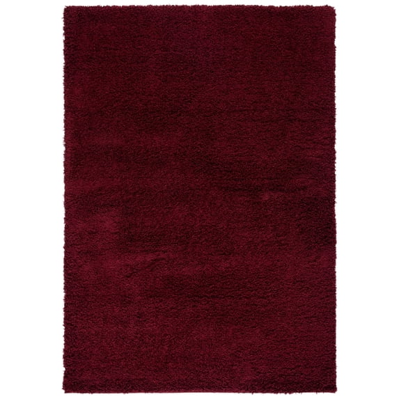 SAFAVIEH Laguna Neven Plush Solid Shag Area Rug, Maroon, 6'7" x 6'7" Round