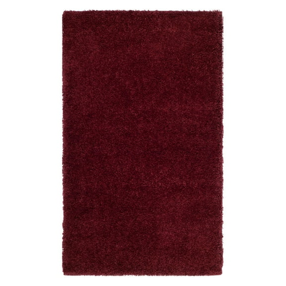SAFAVIEH Laguna Neven Plush Solid Shag Area Rug, Maroon, 6'7" x 6'7" Square