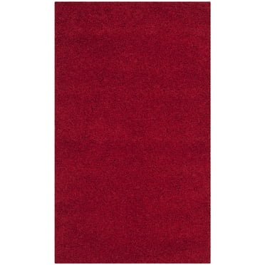 SAFAVIEH Laguna Neven Plush Solid Shag Area Rug, Red, 3' x 5'