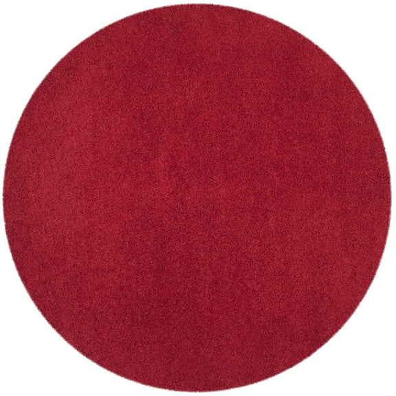 SAFAVIEH Laguna Neven Plush Solid Shag Area Rug, Red, 6'7" x 6'7" Round