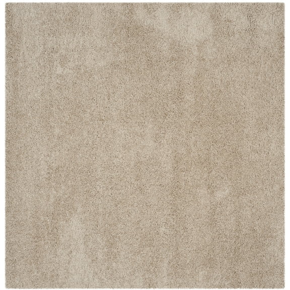 SAFAVIEH Laguna Neven Plush Solid Shag Area Rug, Sand, 5'3" x 5'3" Square